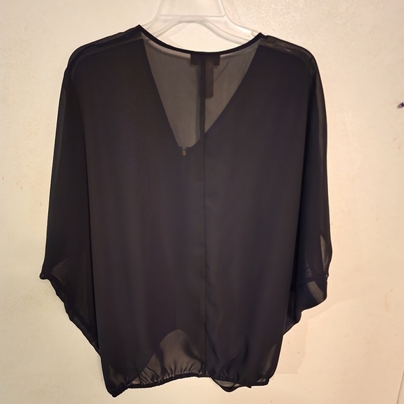 Miss Tina Boho Black Short Sleeve Flutter Blouse Size M - Picture 6 of 6